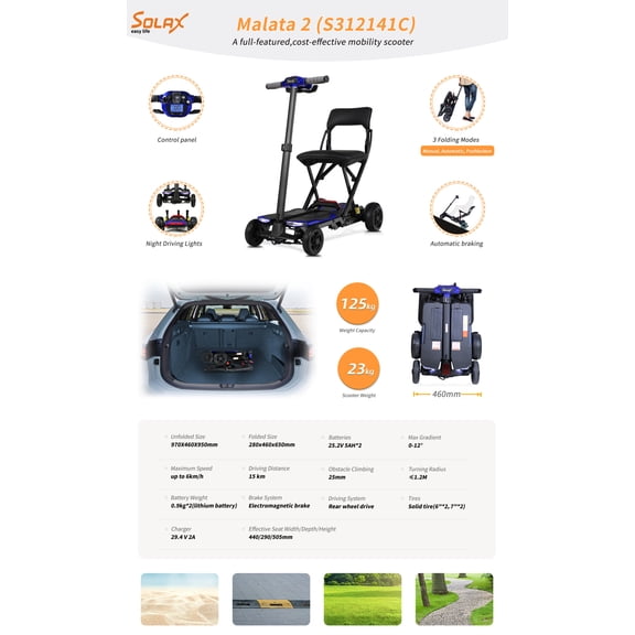 Ultra-Lightweight Foldable Mobility Scooter for Adults and Seniors with NFC Keyless Ignition, Shock-Absorbing Tires, 9.3-Mile Range and Compact Storage Design