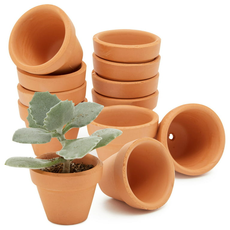 10 Pack, Terracotta Tiny Clay Pots, Ceramic Pottery Flower Planters, 1.5  Inches Terra cotta Clay Pot 