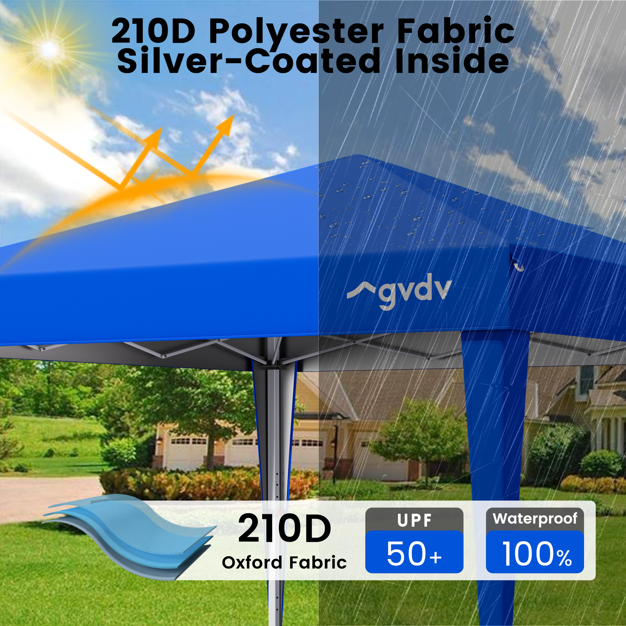 GVDV 10x10 Pop-Up Commercial Canopy with Straight Legs, Blue photo 3