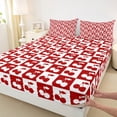 thumbnail image 4 of Castle Fairy Teens Red Cherry 4-Piece King Geometric Lattice Kawaii Fruit Bed Sheet Set, 4 of 7