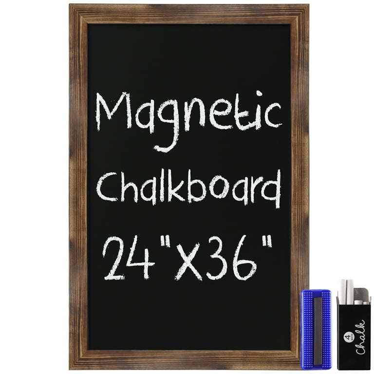 Hbcy Creations Torched Brown Magnetic A-Frame Chalkboard Deluxe Set / 8 Chalk Markers + 10 Stencils + 2 Magnets Outdoor Sidewalk Chalkboard Sign /