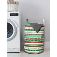thumbnail image 3 of Christmas Laundry Bag, Merry Christmas Words Xmas Ceremony Theme Design Borders, Hamper Basket with Handles Drawstring Closure for Laundromats, 13" x 19", Apple Green White, by Ambesonne, 3 of 4