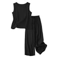 thumbnail image 3 of Pounoo Linen Outfits for Women Sleeveless Top And Drawstring Pants Two Piece Sets Soft Daily Style Lightweight Breathable Relaxed-Fit Outfits Gift, 3 of 6