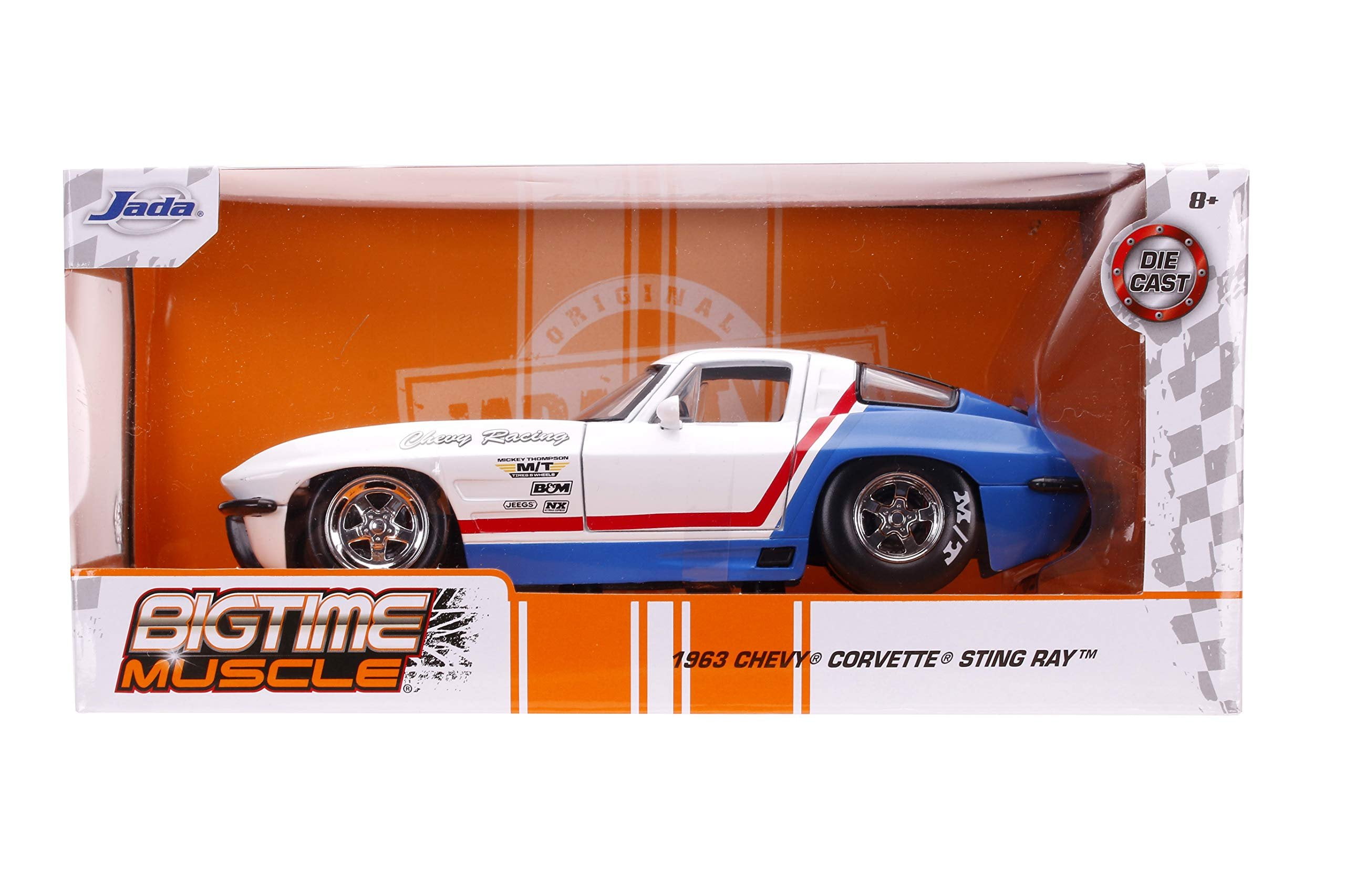 Jada Toys 1963 Chevrolet Corvette Stingray with Red Stripe Chevy Racing Bigtime Muscle 1 24 Diecast Model Car Car Play Vehicles Jada Toys 1963 Chevrolet Corvette Stingray with Red Stripe Chevy Racing Bigtime Muscle 1 24 Diecast Model Car Car Play Vehicles