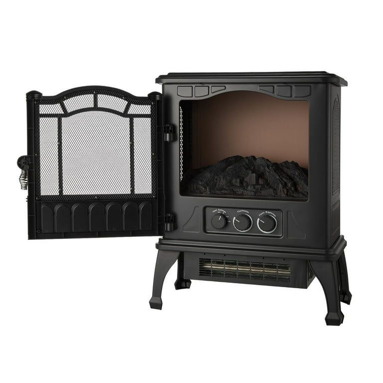 Mainstays 1500w 2-Setting 3D Electric Stove Heater with Life-like Flame,  Black - Walmart.com
