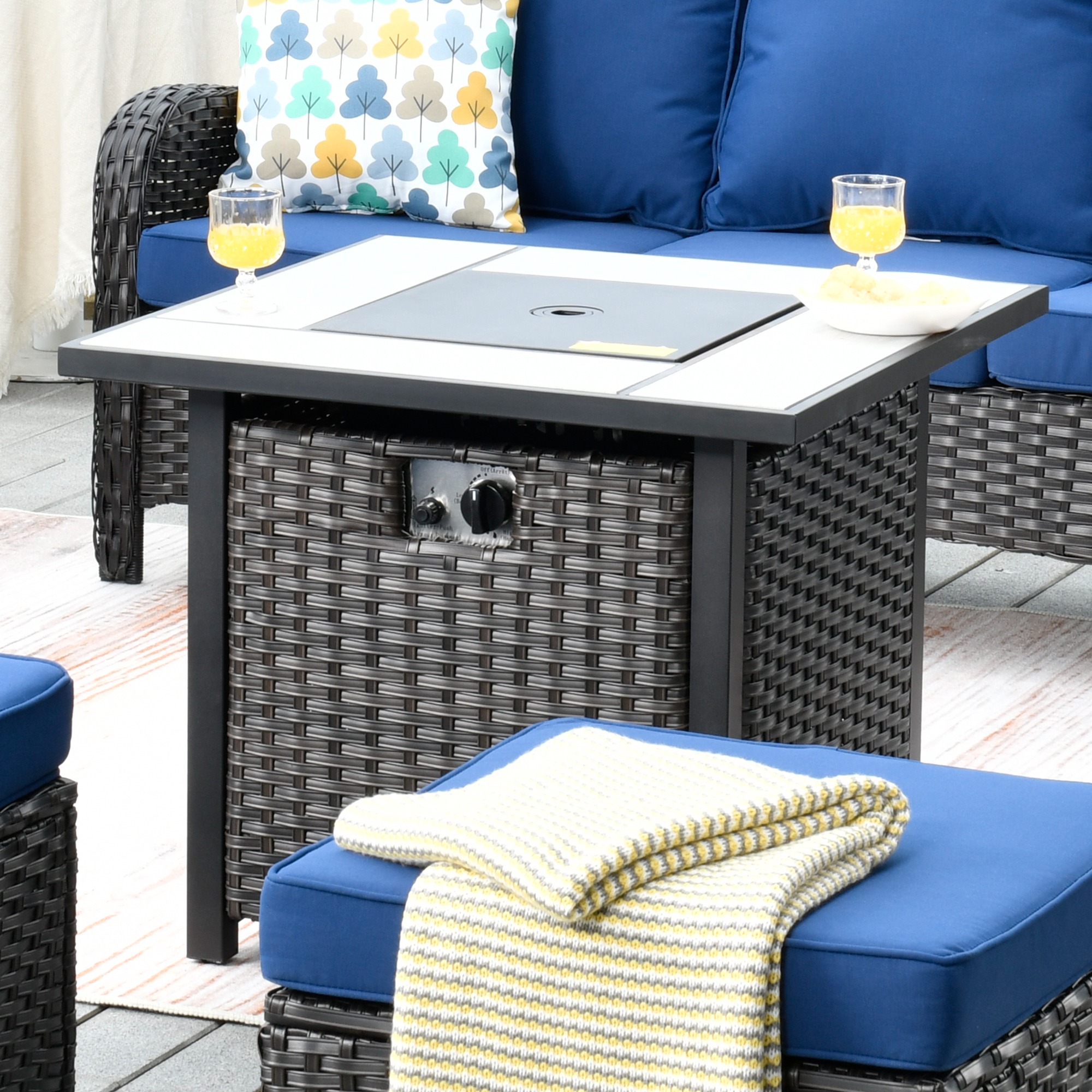 Ovios 30" Outdoor Gas Fire Pit Table 50,000 BTU CSA Certification