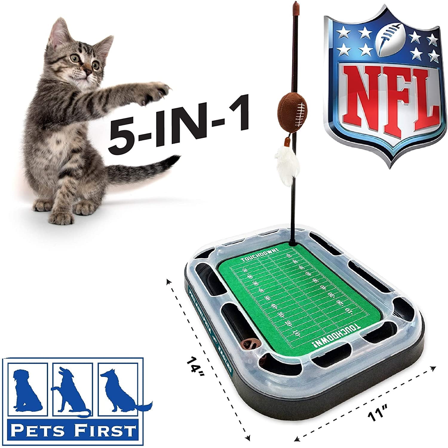 NFL Philadelphia Eagles CAT Scratcher Toy with Catnip Plush & Feather Cat and Kitty Toy