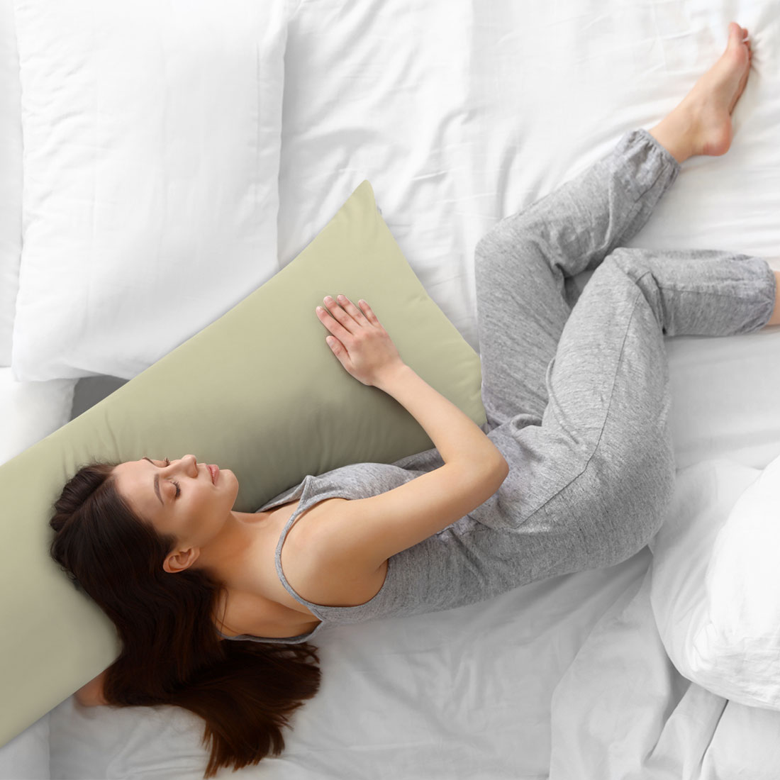 Unique Bargains 1 Pack Brushed Microfiber Body Pillowcase, 20" x 72", Khaki
