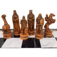thumbnail image 4 of Antique White  Brown Norse Viking Chess Set 17" Black Faux Marble Storage Board, 4 of 6