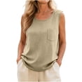 thumbnail image 5 of SwiftWear Women's Cotton Linen Pocket Tank Top, Crew Neck Sleeveless Basic Relaxed Fit Summer & Casual Everyday Top​, 5 of 6