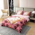 thumbnail image 3 of Cute Corgi Duvet Cover King,Kawaii Dog Comforter Cover,Cartoon Pet Puppy Animal Bedding Set,Black Dog Paws Print Bed Set Girls, 3 of 4