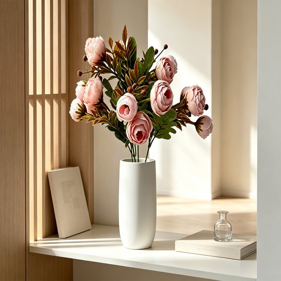 Artificial Peony Flowers, Vintage Floral Bouquet With Realistic Budding Bloom Design And Flexible Arrangement Feature, Decorative Flower Accent for Home Table Wedding Party Events