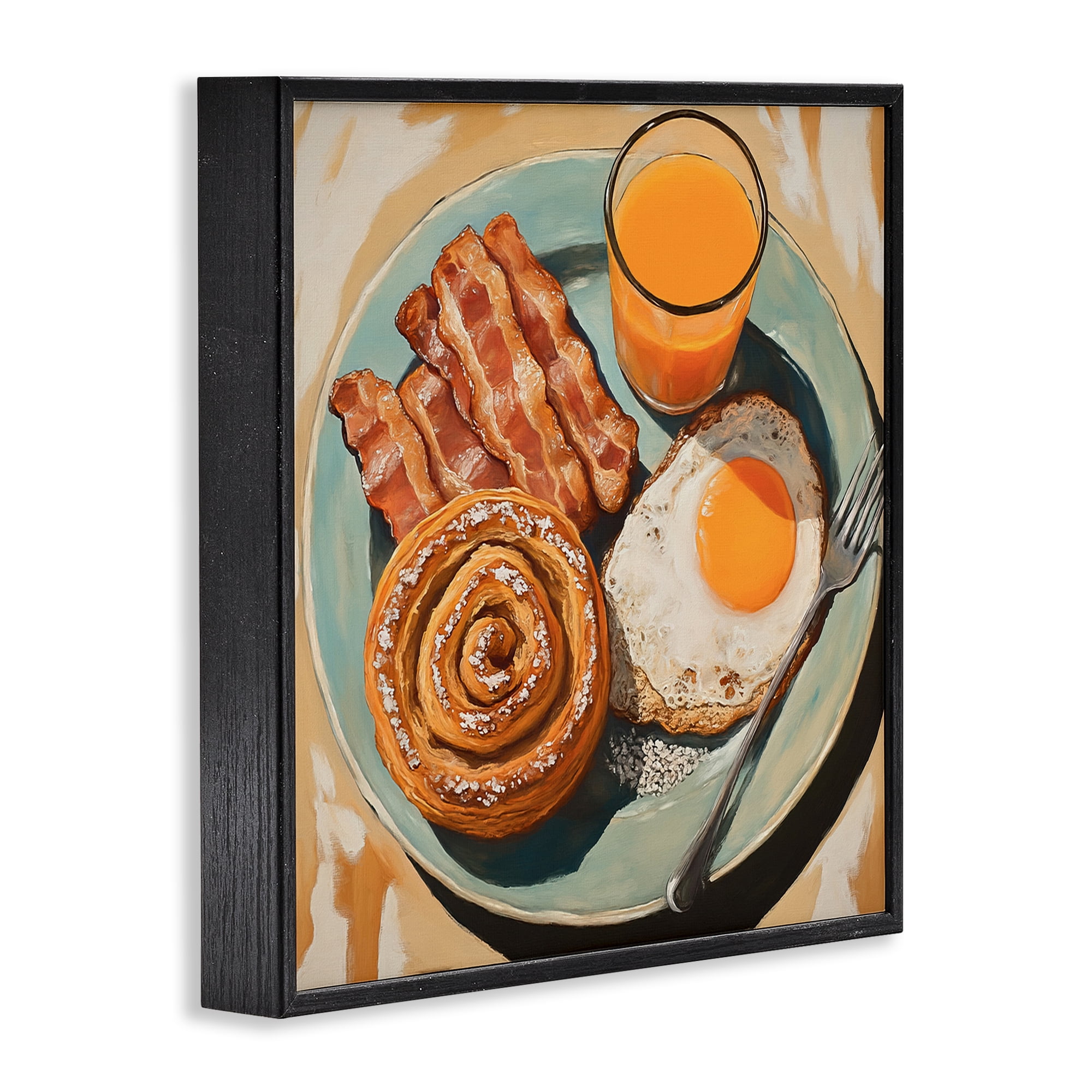 Stupell Industries Cinnamon Roll Breakfast Black Framed Giclee Art, design by Tina LeCour