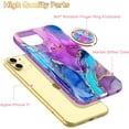 thumbnail image 3 of Casetego for iPhone 11 Case,with Ring Holder,Marble Sparkly Glitter TPU Slim Fit Drop Protection Rugged Shockproof Cover for Women Girls,Purple Blue, 3 of 7