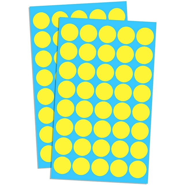 1050 Pack, 3/4" Round Colored Dot Stickers Labels