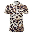 thumbnail image 4 of Animal Print, Leopard Texture Men Zipper T-shirt Summer Casual Short Sleeve T-shirt Top, 4 of 7