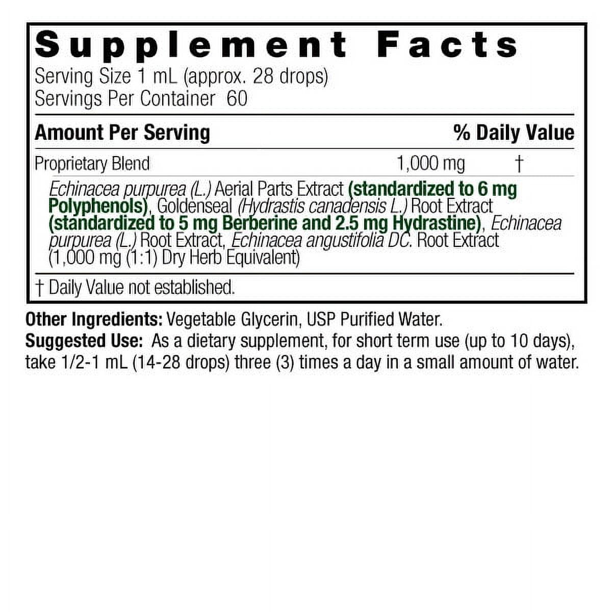 Nature's Answer Echinacea and Goldenseal Root 2oz Alcohol Free