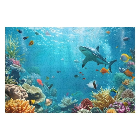 Puzzles for Adults 300 Pieces - Shark Ocean Unique Artwork Jigsaw Puzzle, Large Piece Puzzle, Great for Beginners, Gifts for Loved Ones