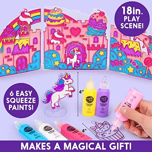 Made By Me Paint & Create Window Art Worlds Unicorn Kit - Kit de Suncatcher DIY para niños Made By Me Made By Me