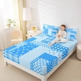 thumbnail image 4 of Manfei Modern Geometric Grid Full Size Sheets,Geometric Spot Aesthetic Bed Sheets,Blue Checkered Sheet Sets For Teens Girl,Luxury Bedroom Decor,4 Pieces, 4 of 7