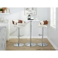 thumbnail image 3 of LumiSource Chrome Metal, Walnut Wood, Cream Fabric Elisa Adjustable Barstool - Set of 2, 3 of 6