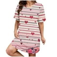 thumbnail image 2 of Jinhomg Womens Valentine's Day Dresses 2025 Trendy Heart Graphic Nightgown Plus Size Casual Short Sleeve Crew Neck Midi Dresses Sleepwear Lighten Deals of The Day Multicolor XXXL, 2 of 5