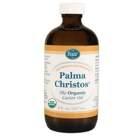Palma Christos Organic Castor Oil Glass Amber Bottle 8 oz.