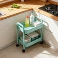 thumbnail image 5 of pantry organizers Two Layer Trolley Floor Storage Rack Kitchen Floor Multi Layer Snack Dormitory Bedside Bedroom Toilet Mobile Bathroom Rack, 5 of 6