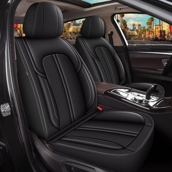 JIAMAOXIN Car Seat Covers 2 Front Set Fit for Subaru Outback 2007-2025: Faux Leather Seat Covers Waterproof Airbag Compatible Waterproof Seat Cushion Automotive Seat Protector(2 Seats,Black)