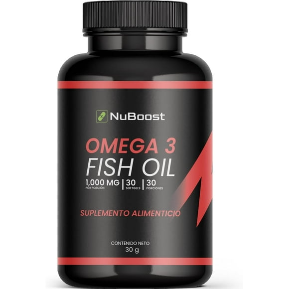 Nuboost Omega 3 1000mg - 30 cápsulas Aceite de Salmon Puro - Omega 3, fish oil EPA y DHA - HECHO EN USA