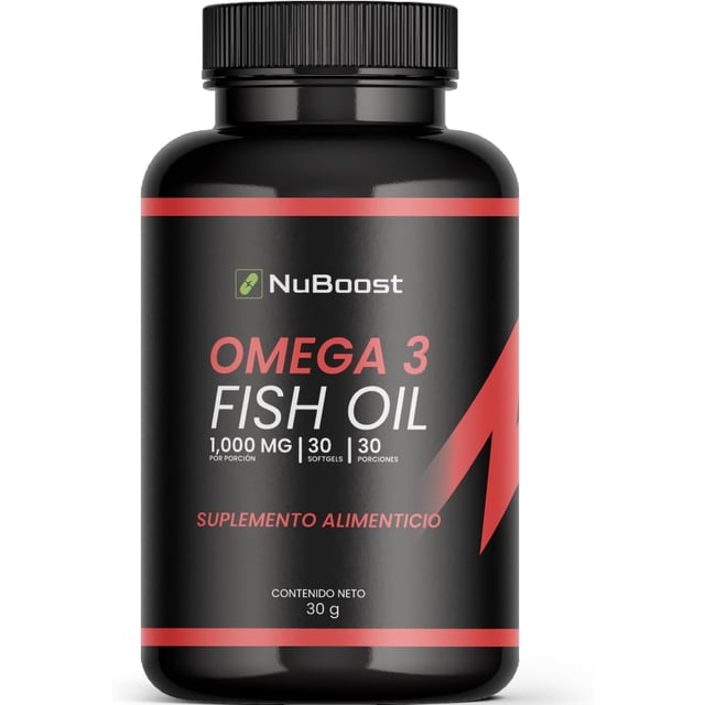 Nuboost Omega 3 1000mg - 30 cápsulas Aceite de Salmon Puro - Omega 3, fish oil EPA y DHA - HECHO EN USA