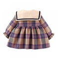 thumbnail image 3 of Toddler Kid Baby Girls Cotton Plaid Dress with Sailor Collar Casual Dress 0-4Years, 3 of 3