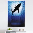 thumbnail image 1 of Shark Tapestry, Underwater Hunter Phrase Fish Silhouette in the Ocean Danger in Marine Picture, Fabric Wall Hanging Decor for Bedroom Living Room Dorm, 5 Sizes, Royal Blue Black, by Ambesonne, 1 of 1