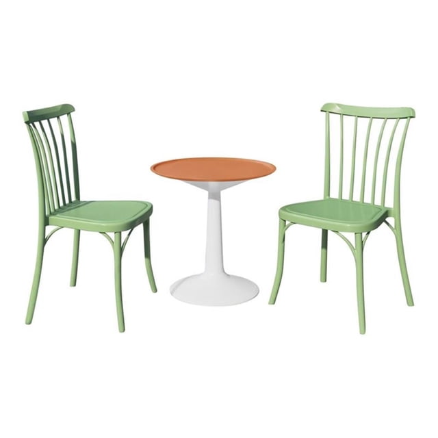 Strata Furniture 2 Chaises Rio en Polypropylène avec Table Germée en Menthe/orange