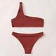 thumbnail image 4 of Traje de baño para mujer, bikini de dos piezas con soporte de acero y hombros divididos de color liso para mujer, trajes de baño para mujer, 4 of 7
