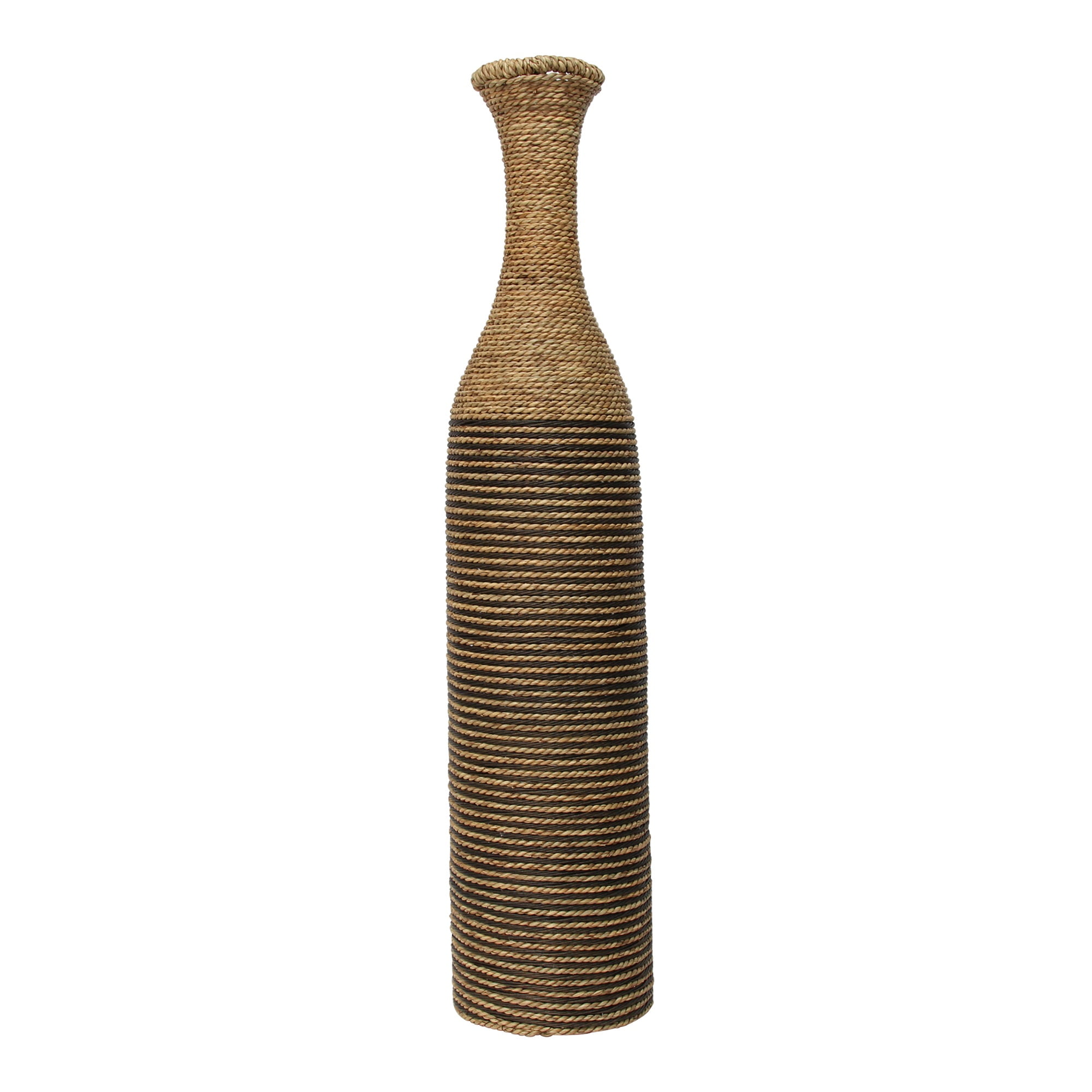36"H TwoTone Woven Rattan Floor Vase