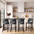 thumbnail image 2 of VKNOW Mid-Century Counter Height Bar Stools Set of 4 Upholstered Kitchen Bar Stools with Wood Legs and Ergonomic Backrest for Kitchen Island Dining Room Pub Cafe,Dark Gray, 2 of 9