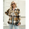 thumbnail image 5 of Zeagoo Flannel Cropped Jacket Wool Blend Shacket Plaid Button Down Shirt Fall Winter Fashion Long Sleeve Coat with Pockets, 5 of 6