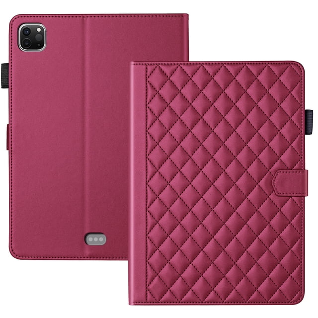 for iPad Air 11 inch (2025 M3/2024 M2) Case, Rhombus Pattern Multiple Viewing Angles Stand Slim Folio Cover (Red)