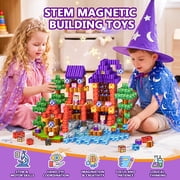 HXFOU 150PCS Magic Forest Magnetic Blocks for Kids Ages 3-12, Magnetic Building Cubes with Castle Theme, STEM Building Blocks, Magnetic Cubes Construction Toys for Boys Girls