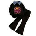 thumbnail image 1 of Caqnni Girl Trendy Comfort Set Cozy Polo Lightweight Pullover Sweatshirt and Flowy Flare Pants Perfect for Spring and Fall Seasons(Black,2-3 Years), 1 of 7