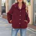 thumbnail image 2 of Vedolay Winter Coat Women Button Plush Tops Hooded Loose Cardigan Coat Winter Jacket A,M, 2 of 4
