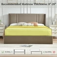 thumbnail image 4 of Queen Bed Frame with Storage, Upholstered Platform Bed with Lift up  System, Linen Fabric Wingback Headboard, Wood Slats Support, Easy Assembly, No Box Spring Needed, Brown, 4 of 10