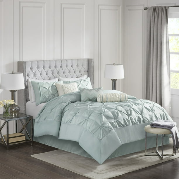 Home Essence Piedmont 7 Piece Tufted Comforter Set, Queen, Seafoam