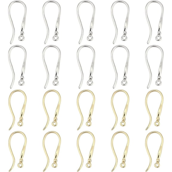 20pcs 18K Gold Plated Earring Hooks French Ear Wire Golden Platinum Fishhook Hoop Earrings Brass Earring Findings Component for DIY Jewelry Earring Making Repairing DIY