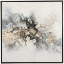 47" x 47" Watercolor Blotch Abstract Framed Wall Art with Gold Foil Accents and Black Frame, by DecMode