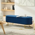 thumbnail image 2 of 55" Storage Bench Flip Top Upholstered Compartments End of Bed Bench Entryway Navy, 2 of 7
