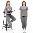 thumbnail image 2 of LYMAYTER Womens V-Neck Medical Uniform Solid Color Multi-pocket Design Overalls Set for S-2XL, 2 of 7