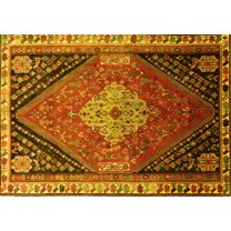 Ahgly Company Indoor Rectangle Persian Yellow Traditional Area Rugs, 5' x 7'