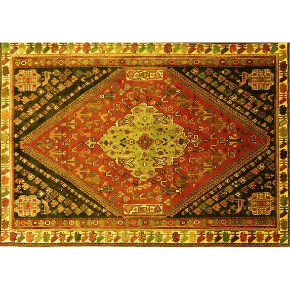 Ahgly Company Indoor Rectangle Persian Yellow Traditional Area Rugs, 7' x 9'